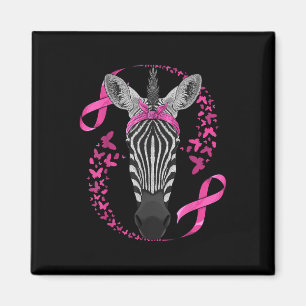 Zebra Brustkrebs-Bewusstsein Pink Bandana Krebs Magnet
