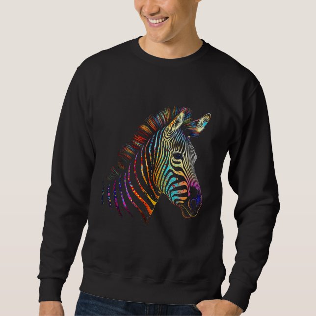 Zebra Bunt Tier Zoo Tier Sweatshirt (Vorderseite)