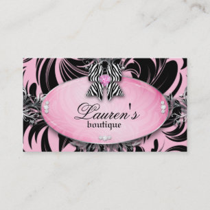 Zebra Business Card Schmuck Bow Pink Silver Wirbel Visitenkarte