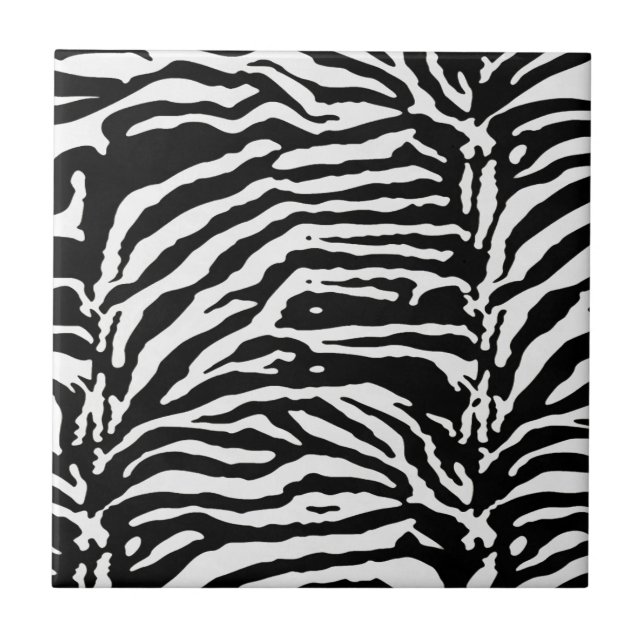 Zebra Camouflage Black and White Artistic Pattern Fliese (Vorderseite)