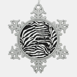 Zebra Camouflage Black and White Artistic Pattern Schneeflocken Zinn-Ornament
