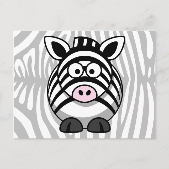 Zebra-Cartoon mit Streifen Postkarte (Vorderseite)