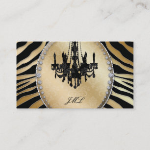 Zebra Chandelier Jewelier Black Gold Visitenkarte