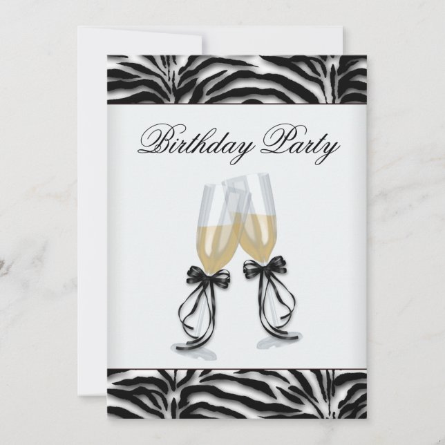 Zebra Chandelier Womans Zebra Birthday Party Einladung (Vorderseite)