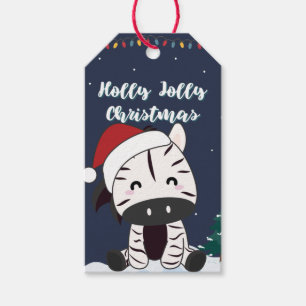 Zebra Christmas Zebras Winter Animals Geschenkarti Geschenkanhänger
