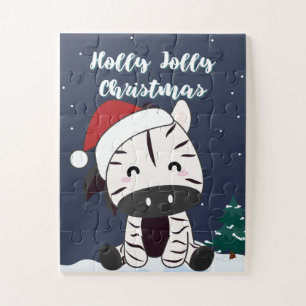 Zebra Christmas Zebras Winter Animals Jigsaw Puzzl