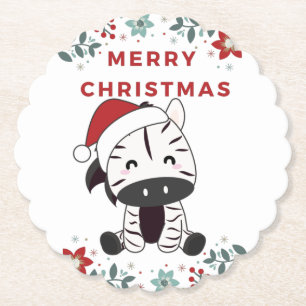 Zebra Christmas Zebras Winter Animals Paper Coaste Untersetzer