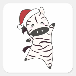 Zebra Christmas Zebras Winter Animals Quadratischer Aufkleber