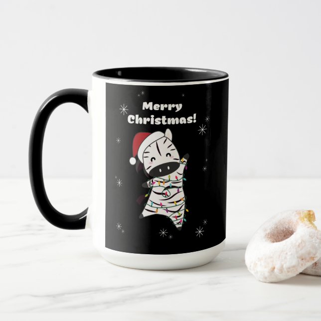 Zebra Christmas Zebras Winter Animals Tasse (Mit Donut)