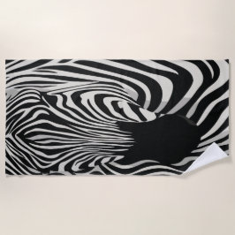 Zebra Close-Up Black and White Art Strandtuch