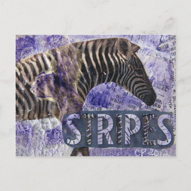 Zebra Collage Postkarte (Vorderseite)