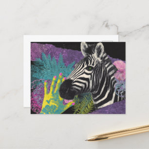 Zebra Collage Postkarte