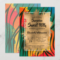 Zebra Colorful Sweet 16e anniversaire Invitations