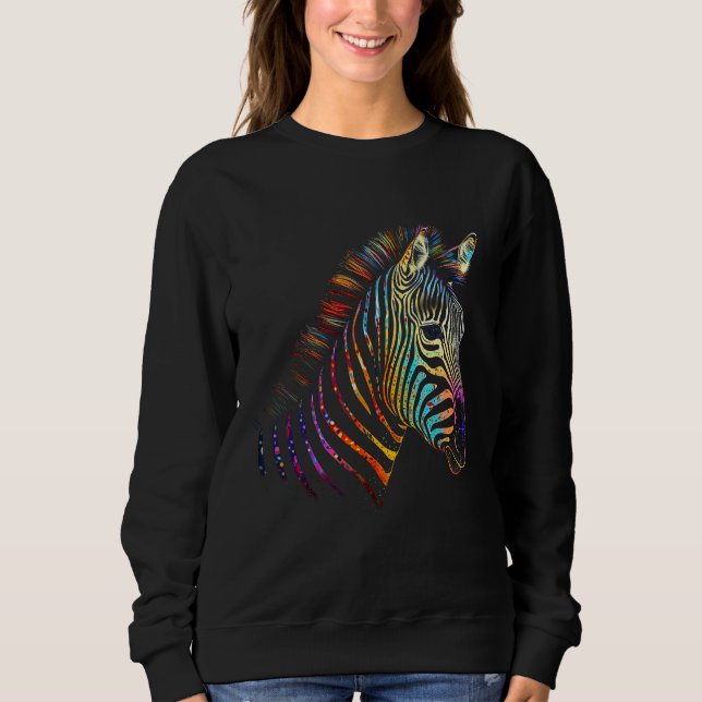Zebra Colourful  Animal Zoo Animal Sweatshirt (Vorderseite)