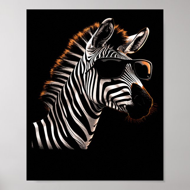 Zebra Coole Sonnenbrille Poster (Vorne)