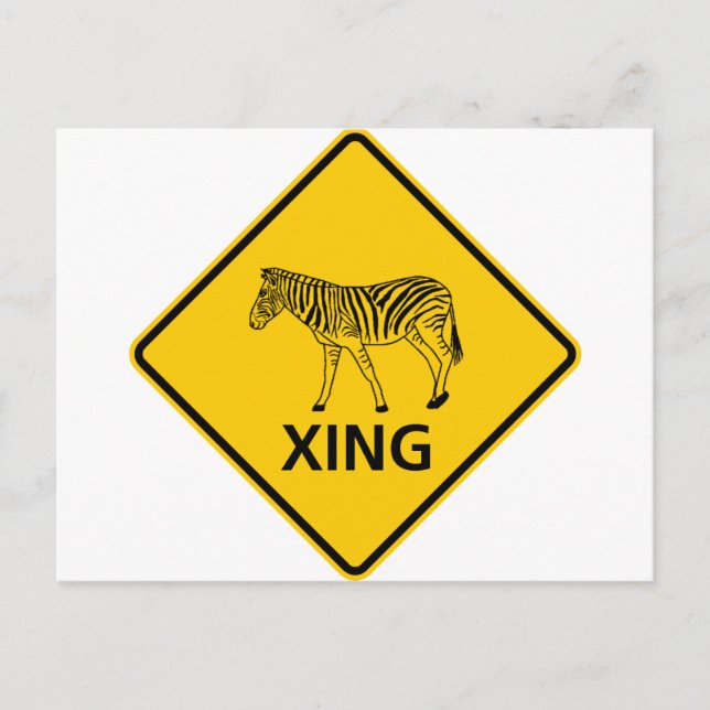 Zebra Crossing Highway Sign Postkarte (Vorderseite)