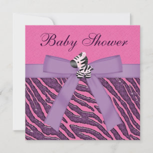 Zebra & Cupcakes Pink & Lila Babydusche Einladung