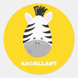 Zebra Custom Text School Lehrer Dschungel gelb Runder Aufkleber