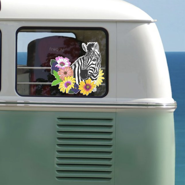 Zebra Daisies Blue Aufkleber (Von Creator hochgeladen)