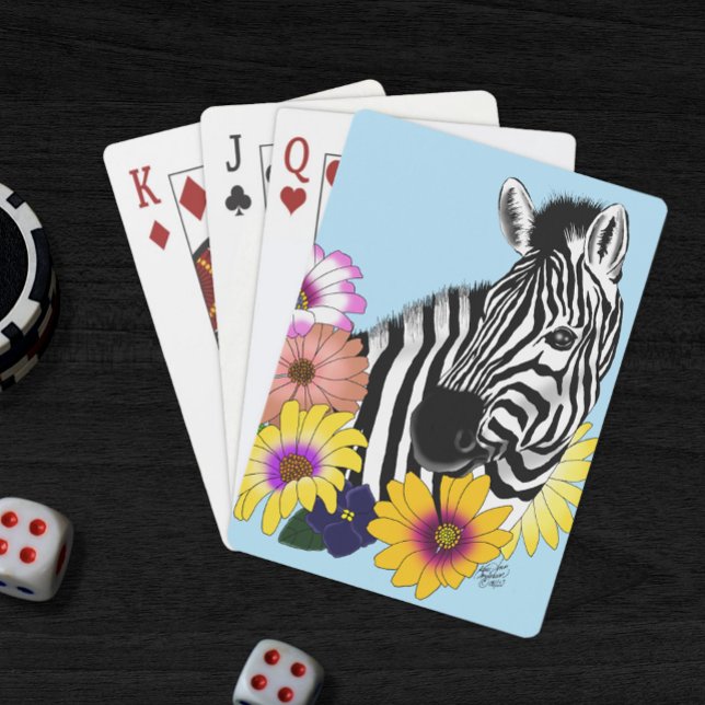 Zebra Daisies Blue Spielkarten (Von Creator hochgeladen)