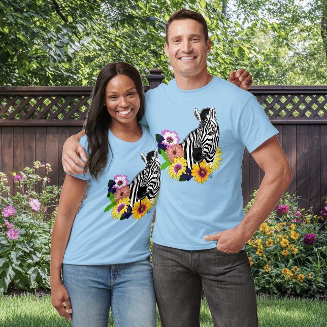 Zebra Daisies Blue T-Shirt (Von Creator hochgeladen)