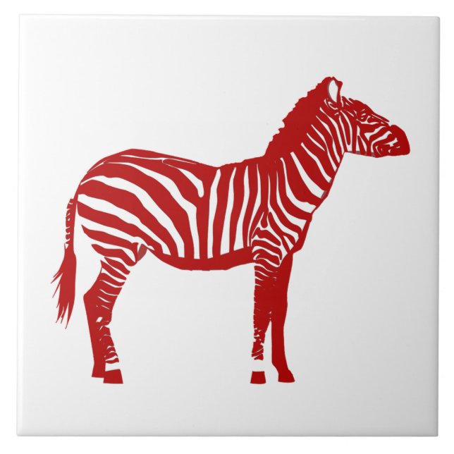 Zebra - Deep Red und White Fliese (Vorderseite)