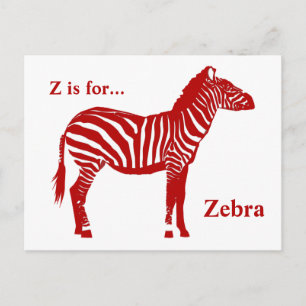 Zebra - Deep Red und White Postkarte