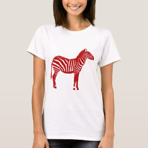 Zebra - Deep Red und White T-Shirt