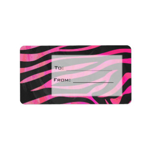 Zebra-Design für Schwarz und Heiß-Rosa Adressaufkleber