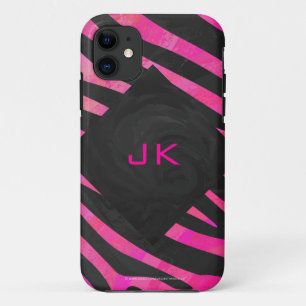 Zebra-Design für Schwarz und Heiß-Rosa iPhone 11 Hülle