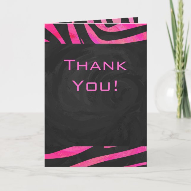Zebra-Design für Schwarz und Heiß-Rosa Karte (Vorderseite)