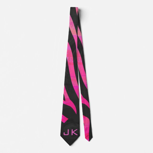 Zebra-Design für Schwarz und Heiß-Rosa Krawatte (Vorderseite)
