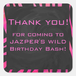 Zebra-Design für Schwarz und Heiß-Rosa Quadratischer Aufkleber