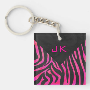 Zebra-Design für Schwarz und Heiß-Rosa Schlüsselanhänger