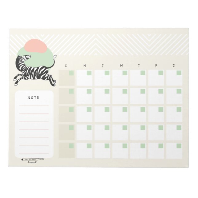 Zebra Desk Calendar Notepad Notizblock (Vorderseite)