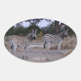 Zebra Double Take Foto Ovaler Aufkleber