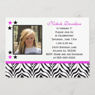Zebra-Druck: 7. Geburtstags-Party Einladungen