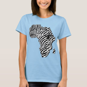 Zebra-Druck-afrikanische Safari-Afrika-Karte T-Shirt