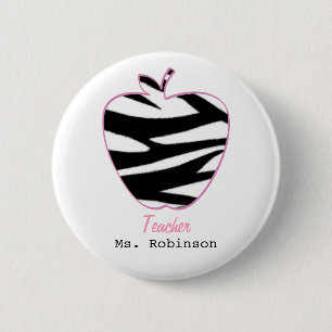 Zebra-Druck-Apple-Lehrer Button