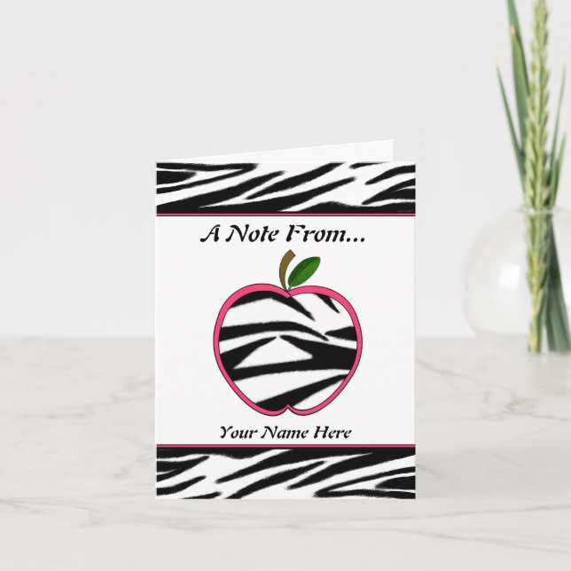 Zebra-Druck-Apple-Lehrer Notecard Karte (Vorderseite)