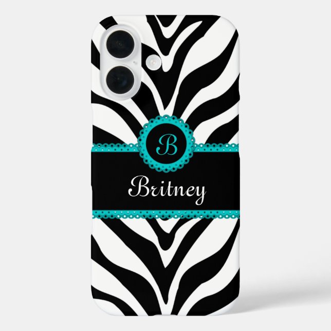Zebra-Druck-Aqua-Spitze-Monogramm title_seo2 (Rückseite)