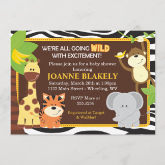 Zebra-Druck-Dschungel-Safari-Babyparty-Einladung Einladung