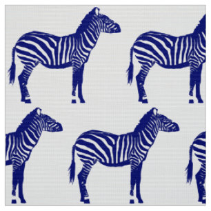 Zebra-Druck - dunkles Kobalt-Blau und Weiß Stoff