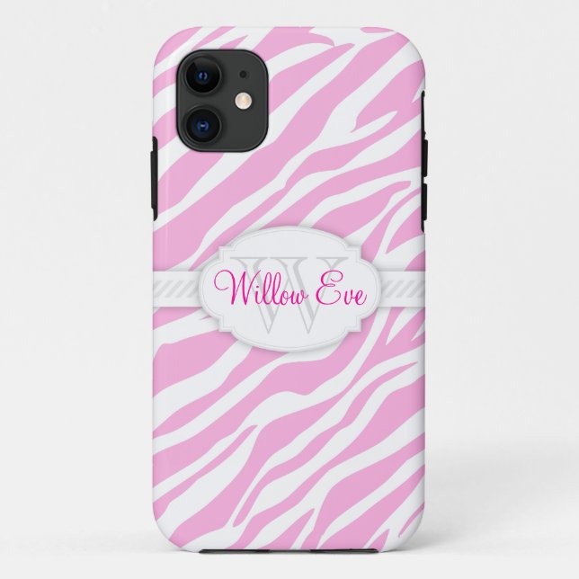 Zebra-Druck-(erblassen Sie - Rosa), Case-Mate iPhone Hülle (Rückseite)