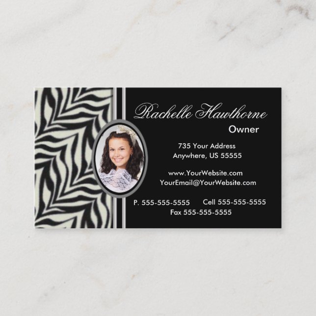 Zebra-Druck-Foto-Logo-Geschäfts-Karten ~ Visitenkarte (Vorderseite)