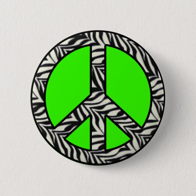 Zebra-Druck-Friedensknopf Button (Vorderseite)