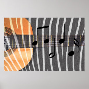 Zebra-Druck-Gitarre mit Anmerkungen Poster