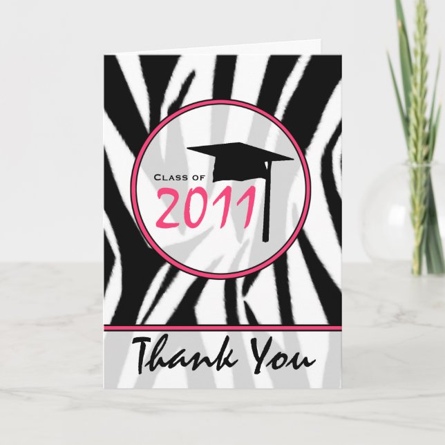 Zebra-Druck/heißes Rosa-Abschluss danken Ihnen - Dankeskarte (Vorderseite)