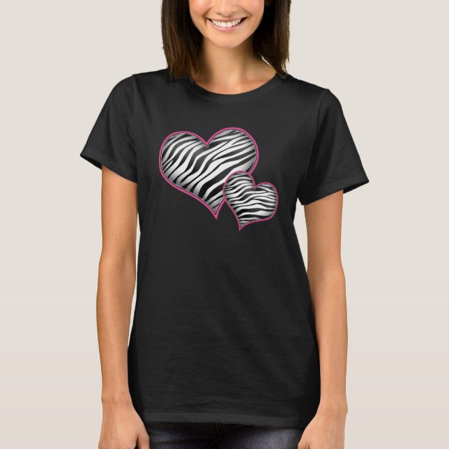 Zebra-Druck-Herz-T - Shirt (Vorderseite)