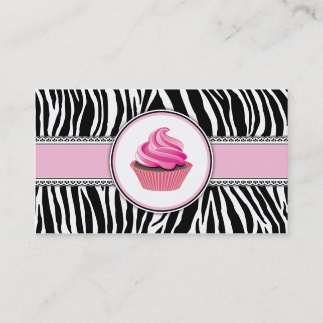 Zebra-Druck-Kuchen-Bäckerei-Rosa-elegante Spitze Visitenkarte (Vorderseite)